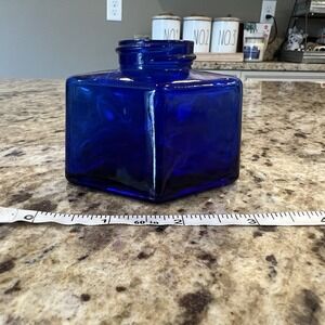 Parker Inkwell #59CC‎ Diamond Cobalt Blue Glass Bottle Jar Container 2 Ounce